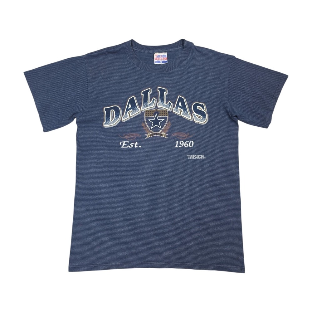 Vintage NFL Dallas Cowboys Football Blue Striped Trench Ultra T-Shirt Men's M